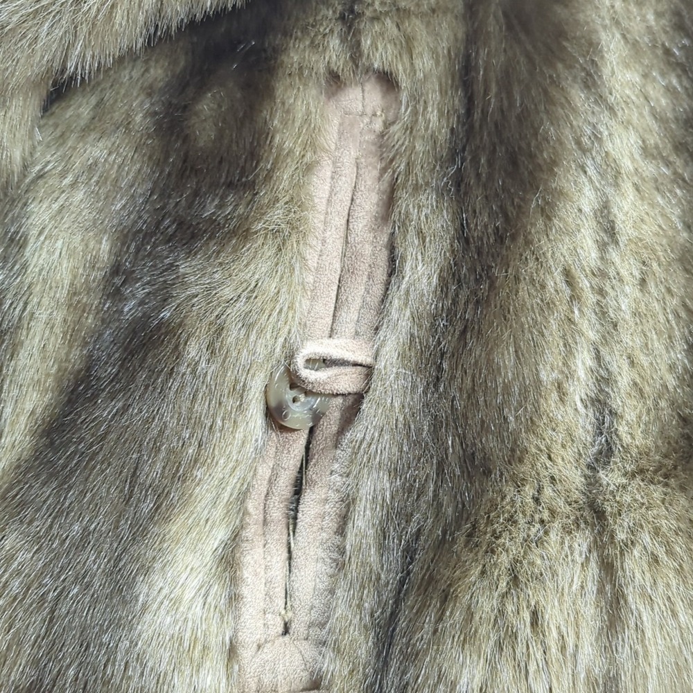Dennis Basso Women Brown‎ Tan Long Sleeve Fur Inner Shell Coat Faux Medium - Picture 5 of 15